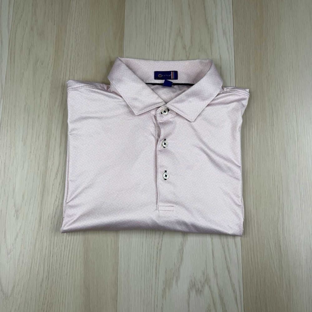 Stitch Golf Polo Shirt Pink Geometric All Over Print Performance Mens Size XXL